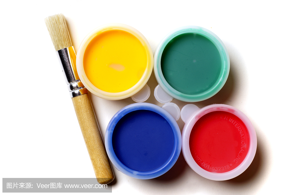 兒童油漆設(shè)置孤立的白色